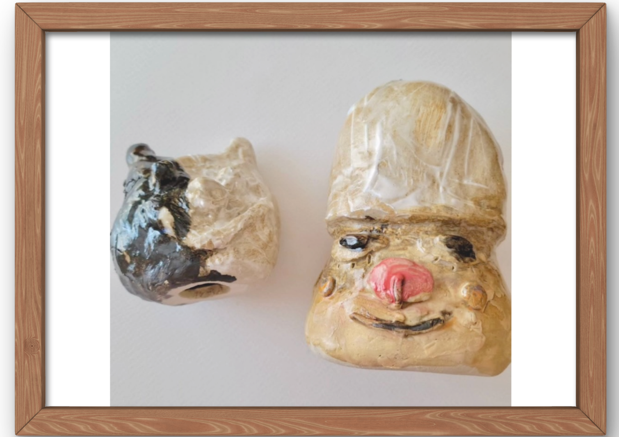絵画作品：猫とたまご王子の陶芸作品