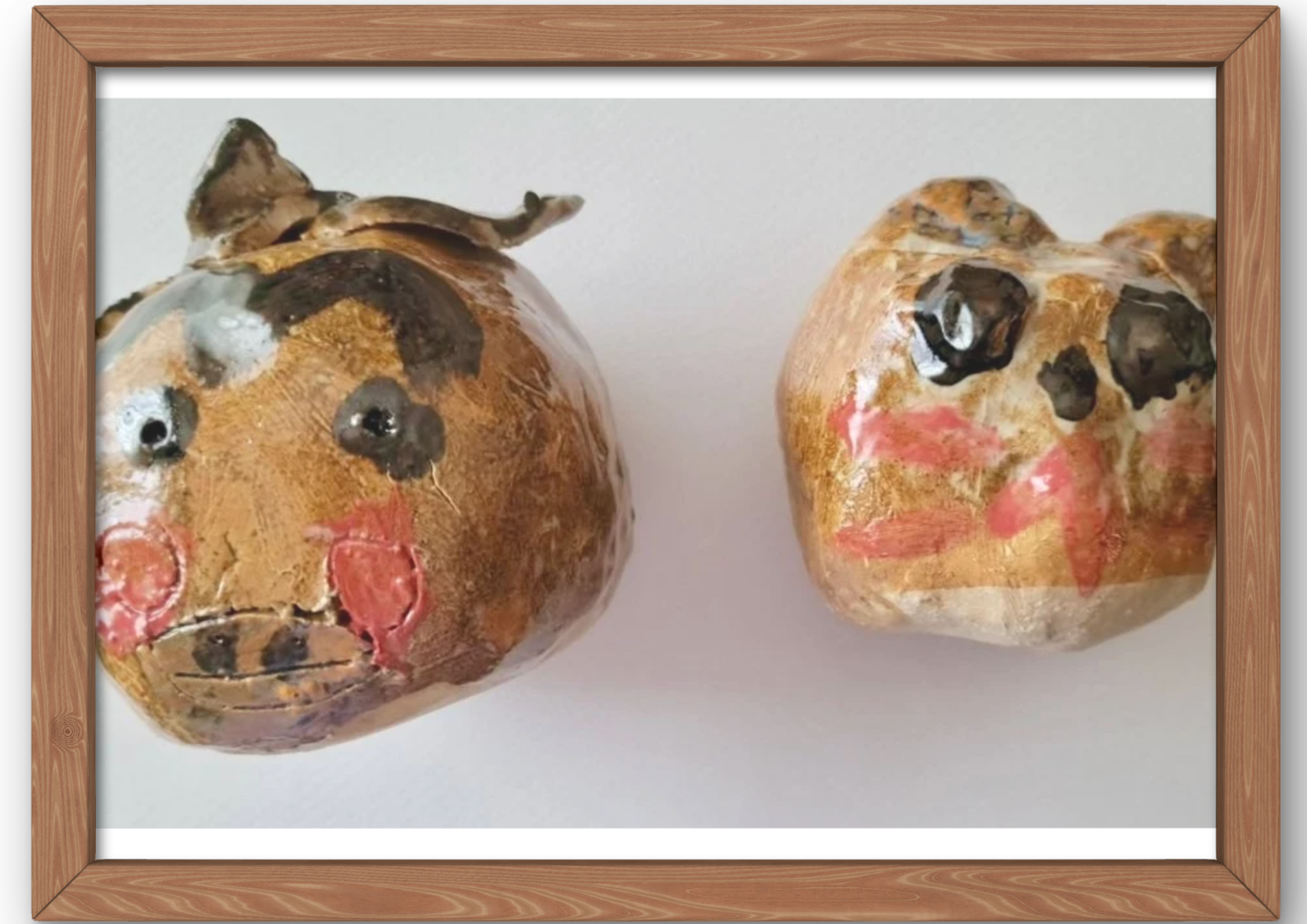絵画作品：はなかっぱと猫の陶芸作品